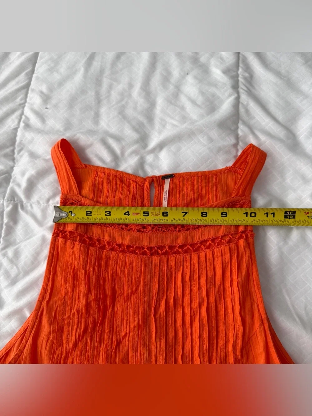 Free People Lace Embroidered Tank Top M Orange Cotton Boho Summer Girly Preppy